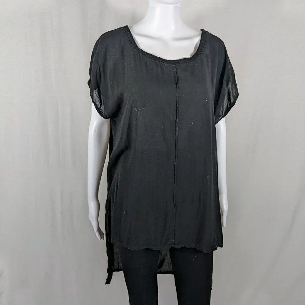 Splendid Black Short Sleeve High - Low Top Women's Size XL